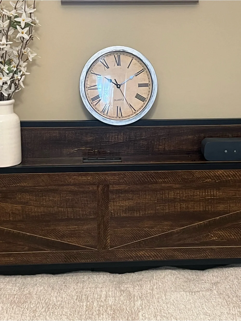 Vintage Round Wall Clock with hidden storage